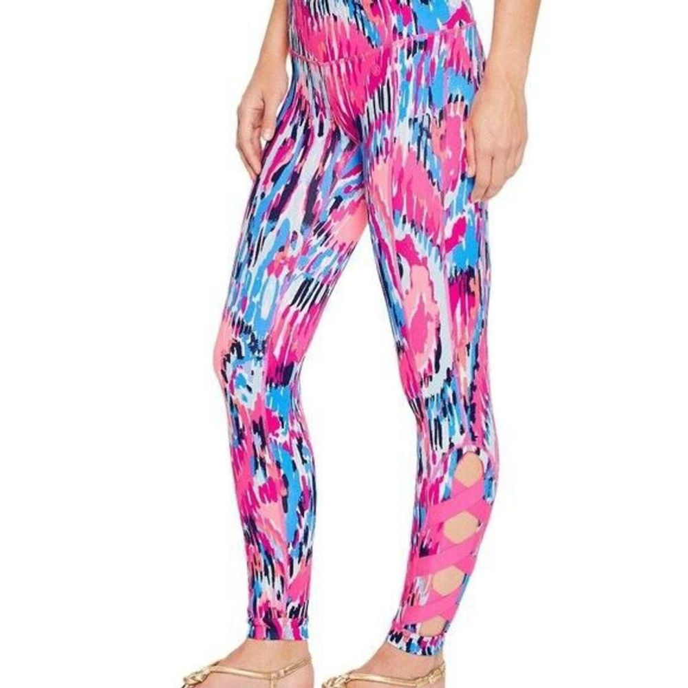 $118 Lilly Pulitzer XS Luxletic Caille Weekender Leggings Multi Free Spirit Pink